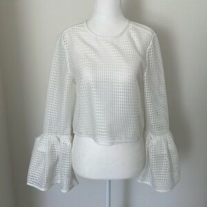 Beulah white cage bell sleeve top